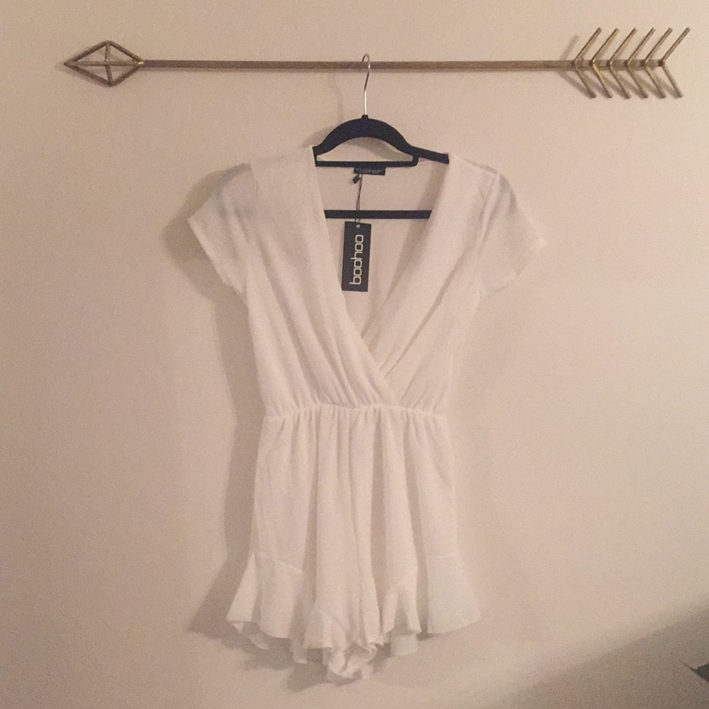 White  BooHoo romper